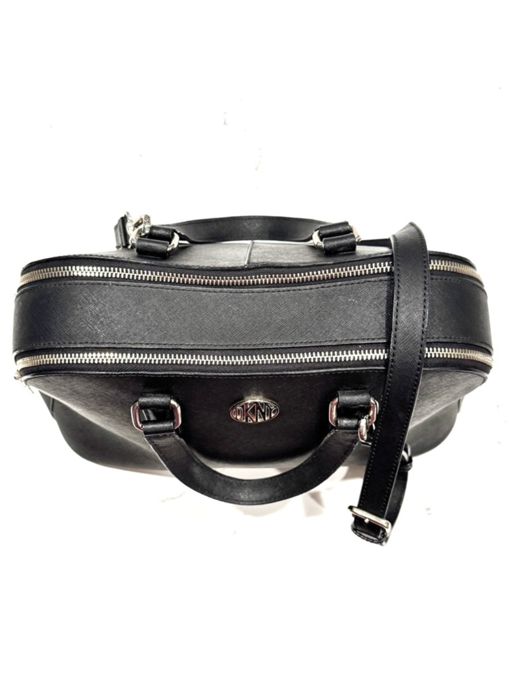 DKNY Black Satchel Crossbody with Silver Hardware‎ - Picture 3 of 9